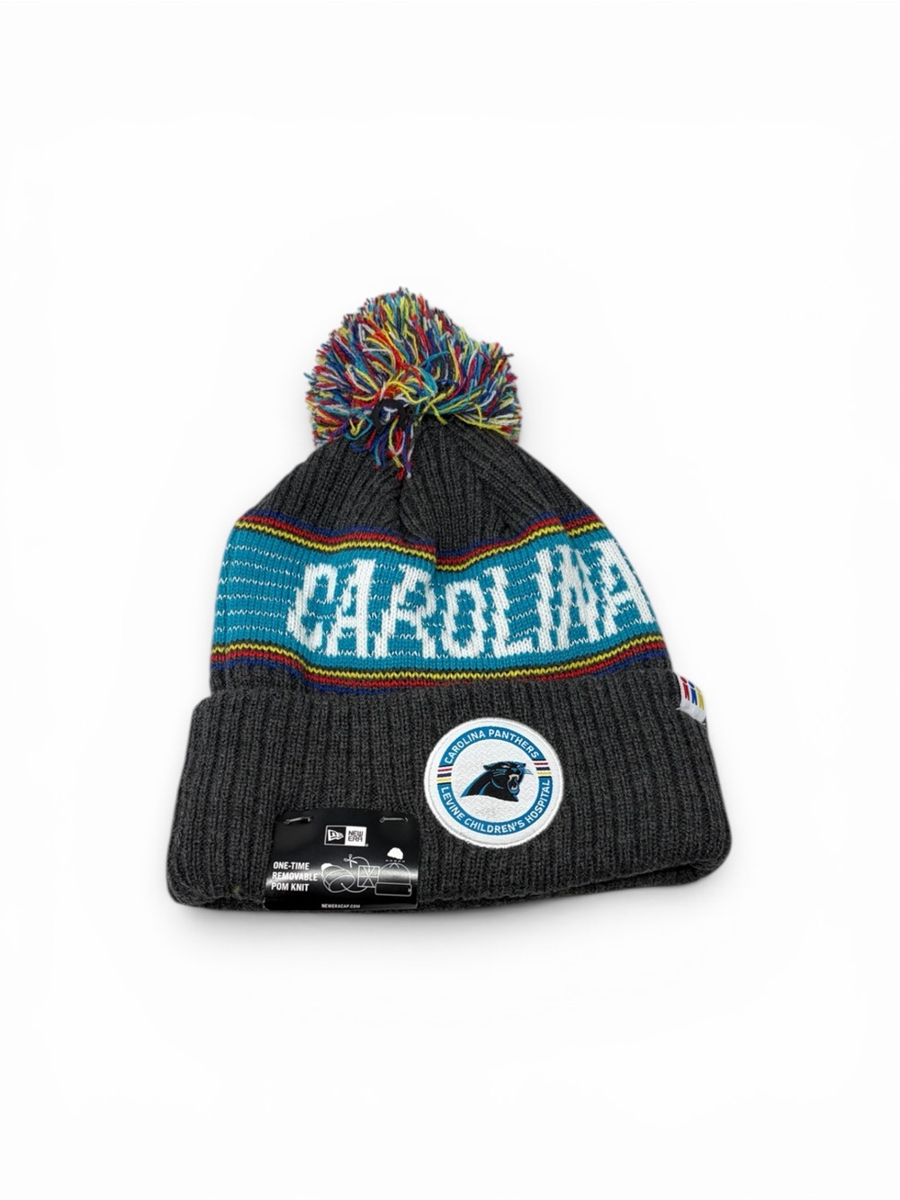 Carolina Panthers New Era Levine Hospital Beanie Pom Beanie Hat Cap